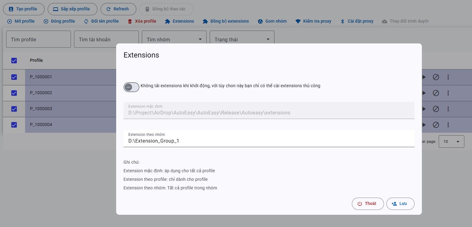 Chọn thư mục extension rồi Lưu